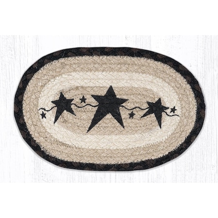 Capitol Earth Rug Capitol Importing 75 x 11 in OMSP313 Primitive Star Black Printed Oval Swatch 01313PSB